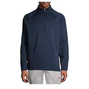 NWT George Men's Navy Blue Quarter Zip Fleece Pullover Sweater Size Medium Retro